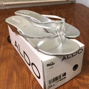 Aldo silver wedges sandals